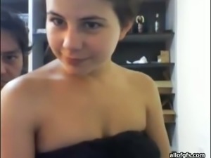 Short haired excited girlfriend feeds on a dick in front of webcam