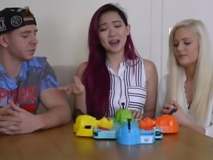 Candee Licious and Harriet Sugarcookie talking to Chad Rockwell