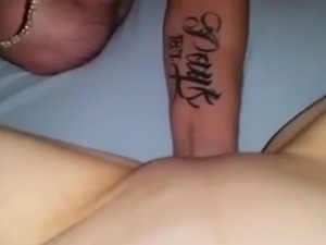 Tattooed boyfriend of my female friend sent a vid of him fingering her pussy