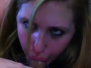 Blonde hottie sucking juicy cock in arousing POV clip