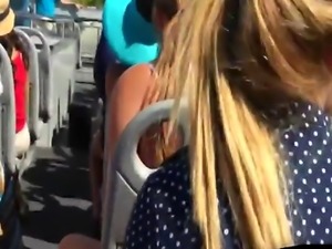 Public outdoor blowjob inside the double decker with a college slut