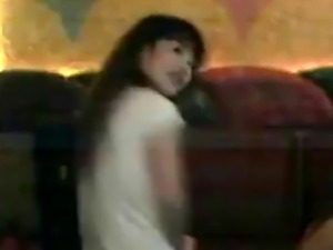 Japanese girl shows her hairy pussy