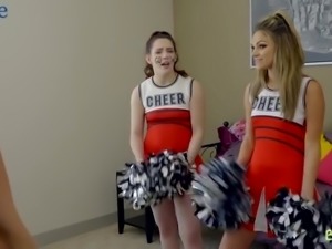 Kinky cheerleader Ember Stone wanna nothing but to ride dick in dorm
