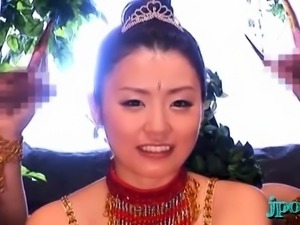 Japanese woman sucks the rod in a complete pov