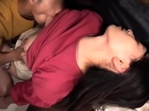 Lovely Japanese babe treated to intense pussy drilling