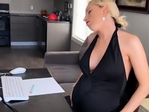 Pregnant blonde housewife showing off her sexy curves