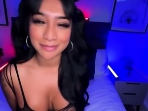 Seductive Latina in sexy lingerie sucks and fucks in POV