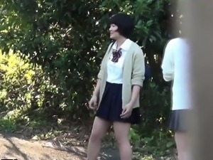 Japanese schoolgirls pee