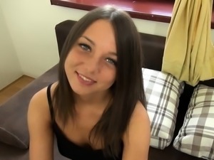 Amateur Big Titted Brunette Get Fucked On The Couch
